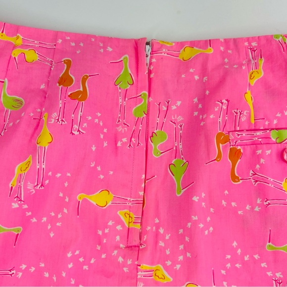 Lilly Pulitzer Pink Yellow Green Beachcomber Bird Print Rare Vintage Skirt - Picture 9 of 13